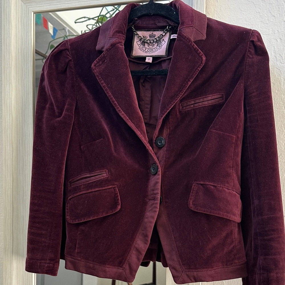 Juicy Couture Deep Burgundy Velvet Blazer